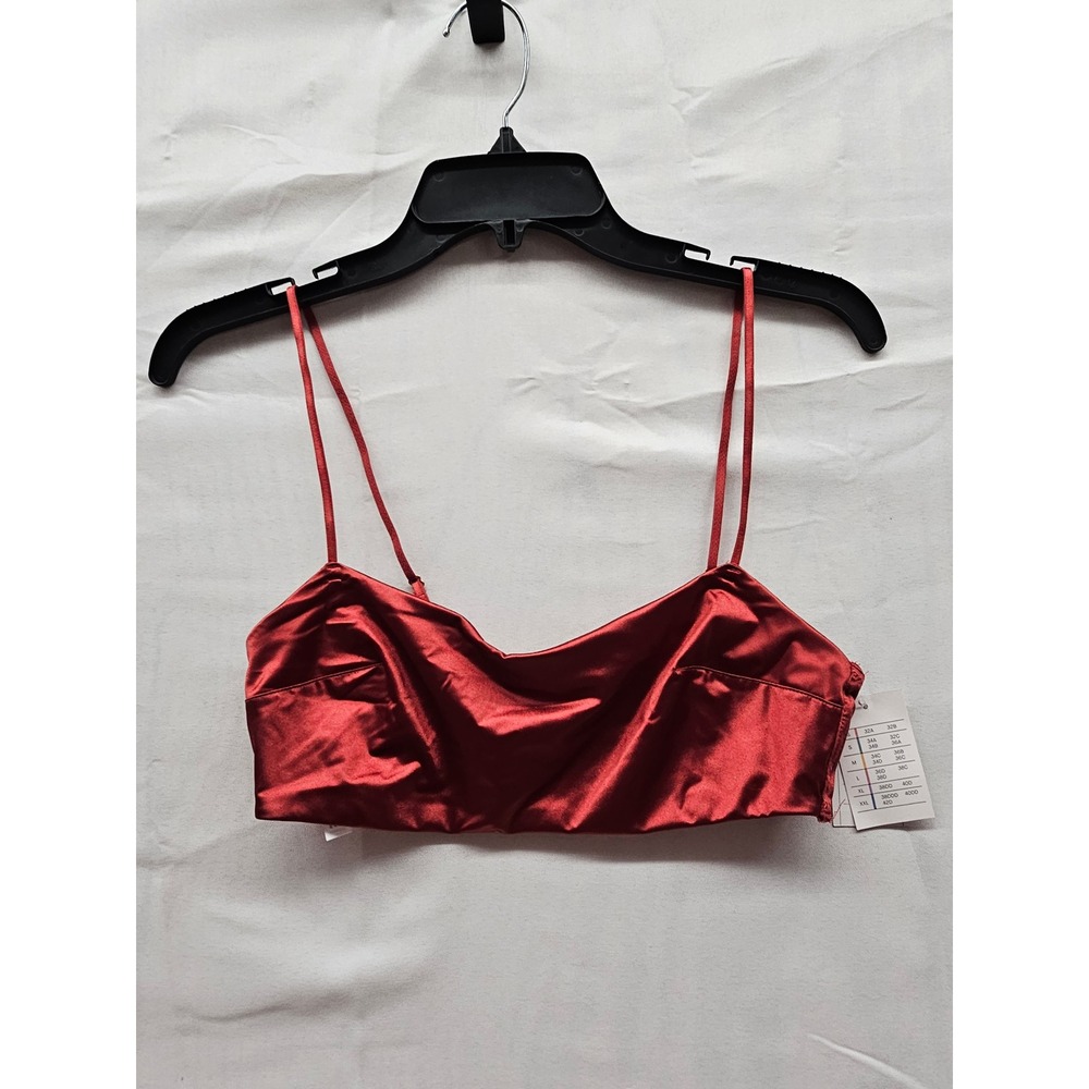 Auden Red Satin Bralette Small Adjustable Straps Hook Back 023102979 NEW‎